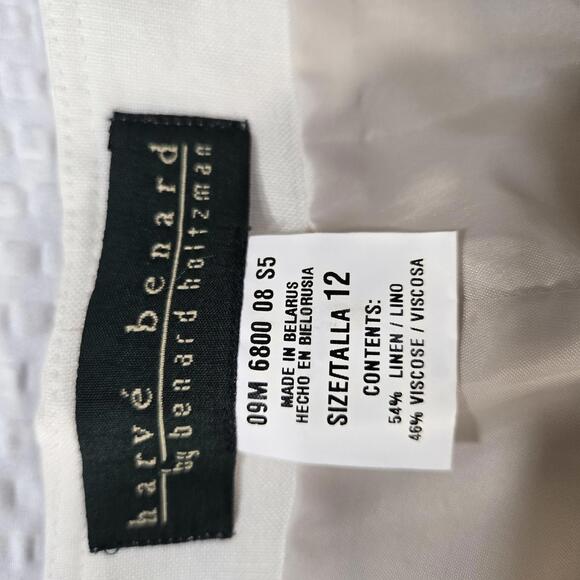 Harve Benard Linen Capri Cream High Waist Trousers Minimalist Coastal Chic SZ 12 - Picture 6 of 9